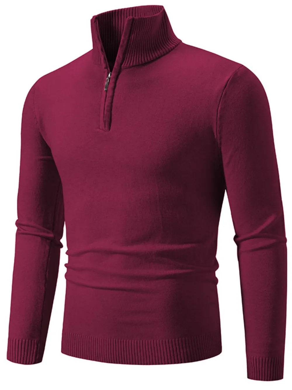 Men's Plus Size Quarter Zip Long Sleeve Sweater - Tredona LLC