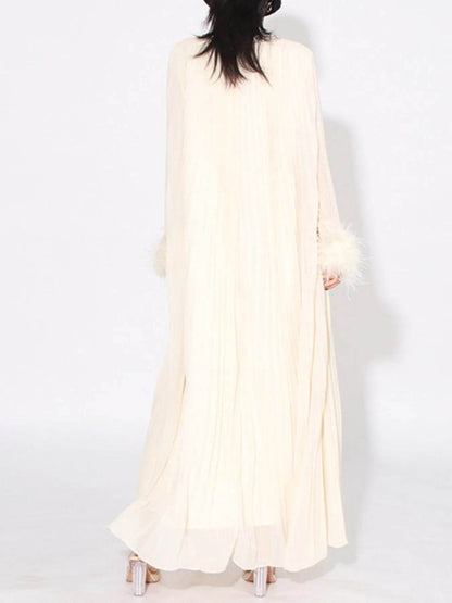 Rhinestone Long Sleeve Maxi Dress - Tredona LLC