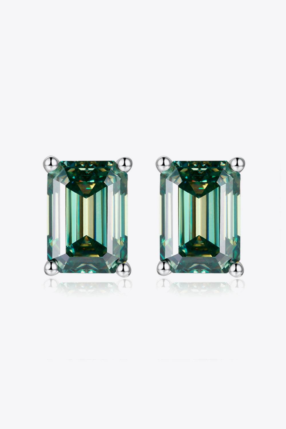 2 Carat Moissanite Stud Earrings in Green - Tredona LLC