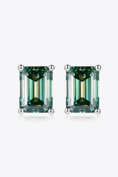 2 Carat Moissanite Stud Earrings in Green - Tredona LLC