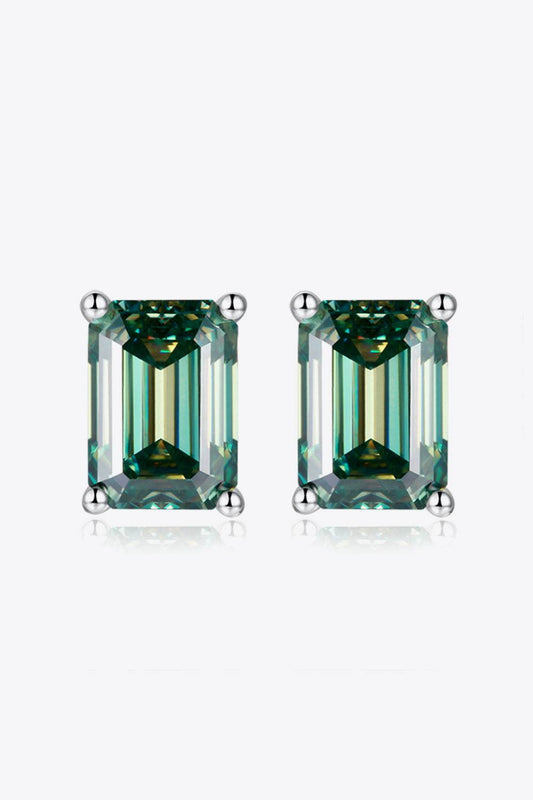 2 Carat Moissanite Stud Earrings in Green - Tredona LLC