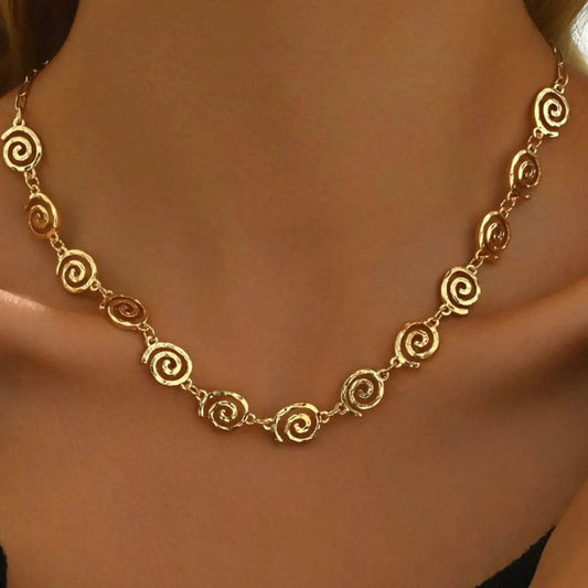 18K Gold-Plated Spiral Neclace and Bracelet Jewelry Set - Tredona LLC