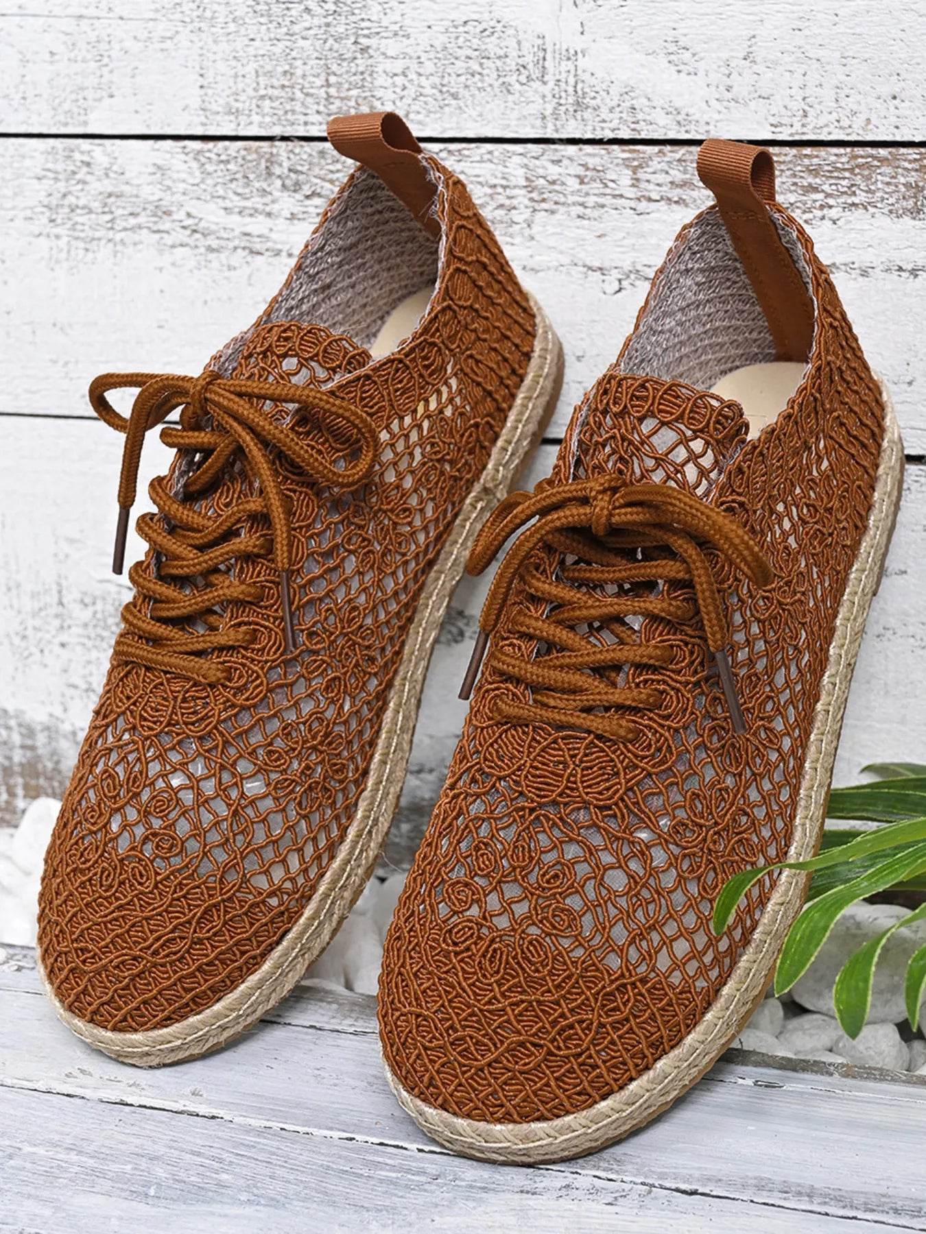 Breathable Woven Lace Up Sneakers - Tredona LLC