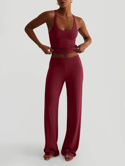 Scoop Neck Tank and Pants Set - Tredona LLC