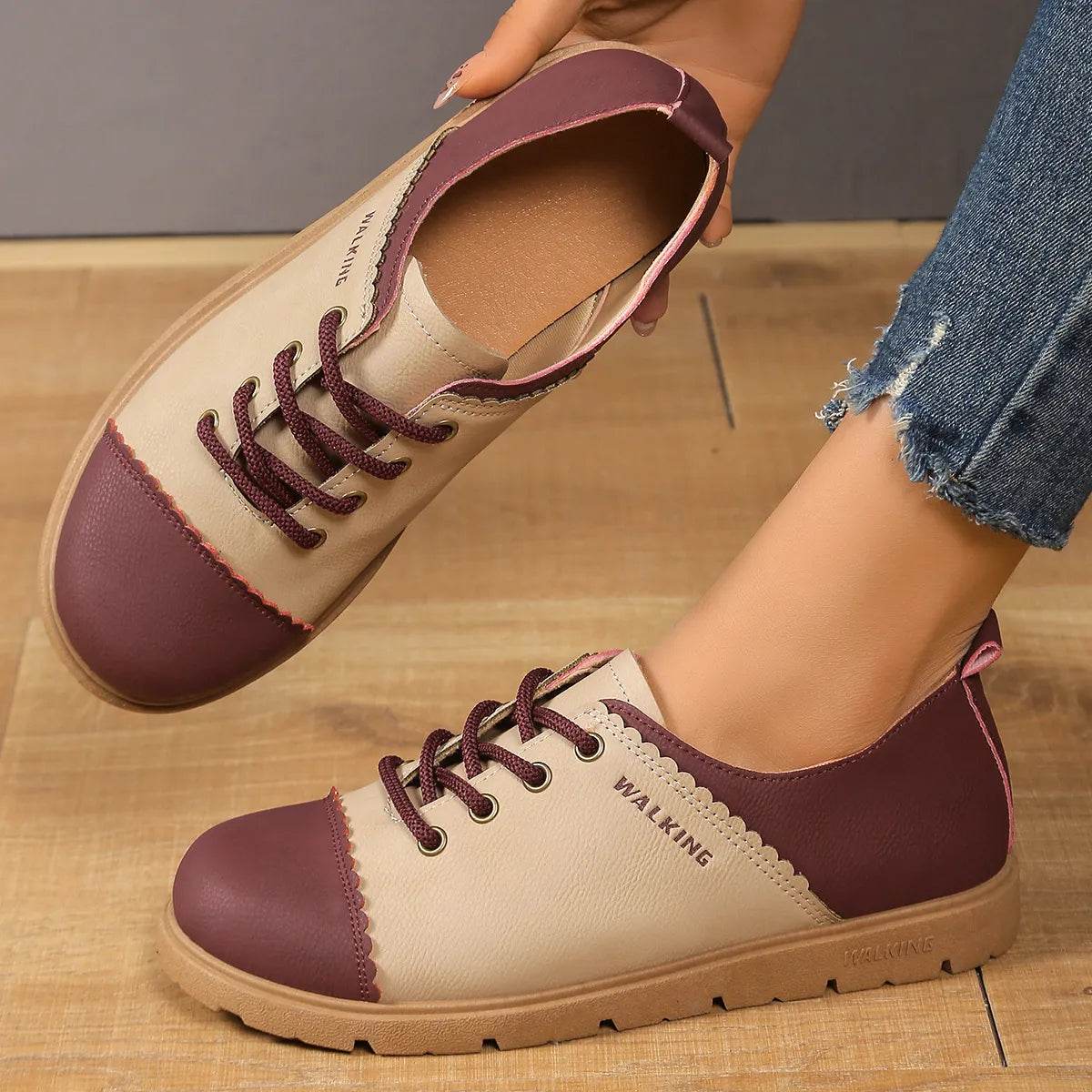 Color Block Lace Up Sneakers - Tredona LLC