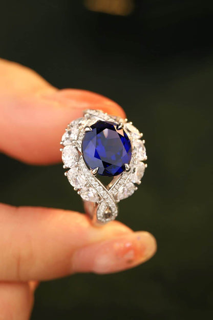 5 Carat Lab-Grown Sapphire Platinum-Plated Ring - Tredona LLC