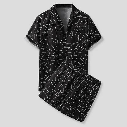Men's Full Size Button Up Shirt and Shorts Set Plus Size - Tredona LLC