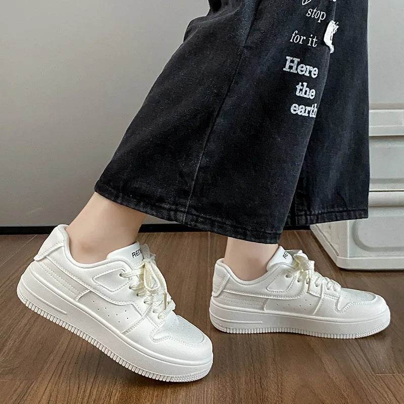 Lace Up Round Toe Platform Sneakers - Tredona LLC