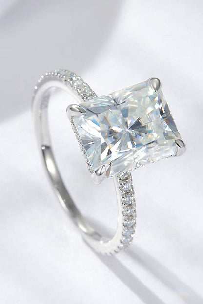 4 Carat Moissanite 4-Prong Side Stone Ring - Tredona LLC