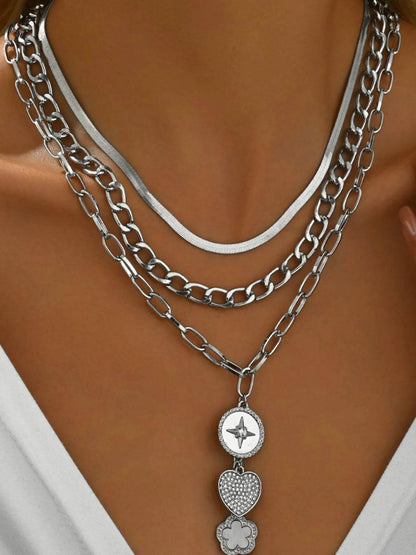 Stainless Steel Layered Necklace - Tredona LLC