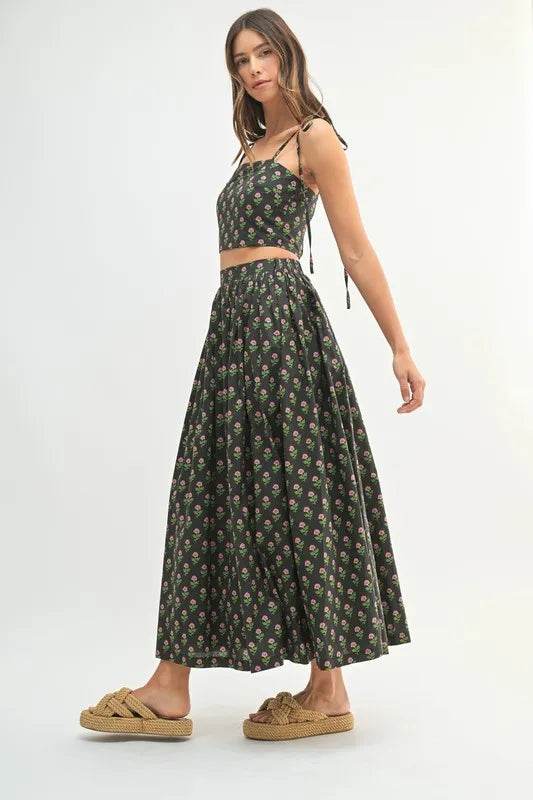 MABLE Floral Crop Top and Skirt Set - Tredona LLC