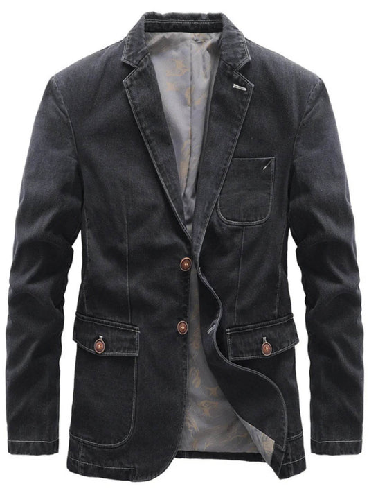 Men's Full Size Lapel Collar Long Sleeve Blazer Plus Size - Tredona LLC