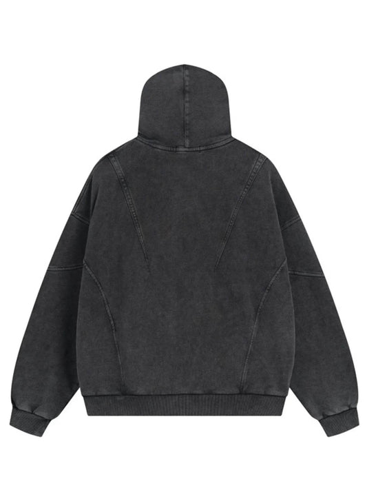 Men's Washed Zip Up Long Sleeve Hooded Jacket - Tredona LLC