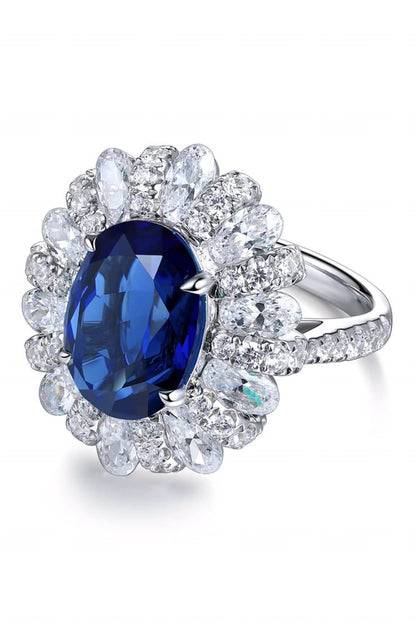 5 Carat Lab-Grown Sapphire Flower Shape Ring - Tredona LLC