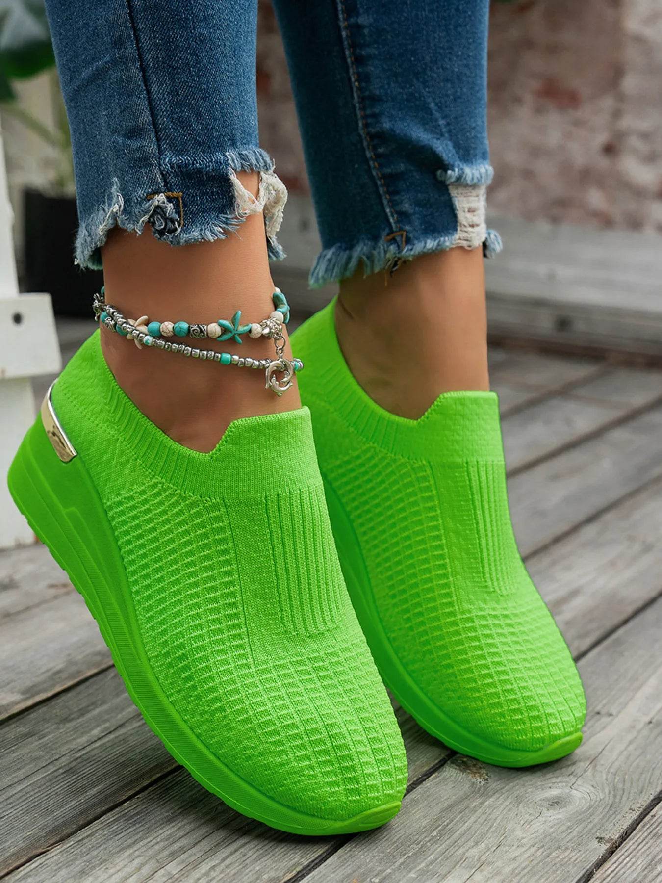 Round Toe Wedge Sneakers - Tredona LLC