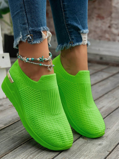 Round Toe Wedge Sneakers - Tredona LLC