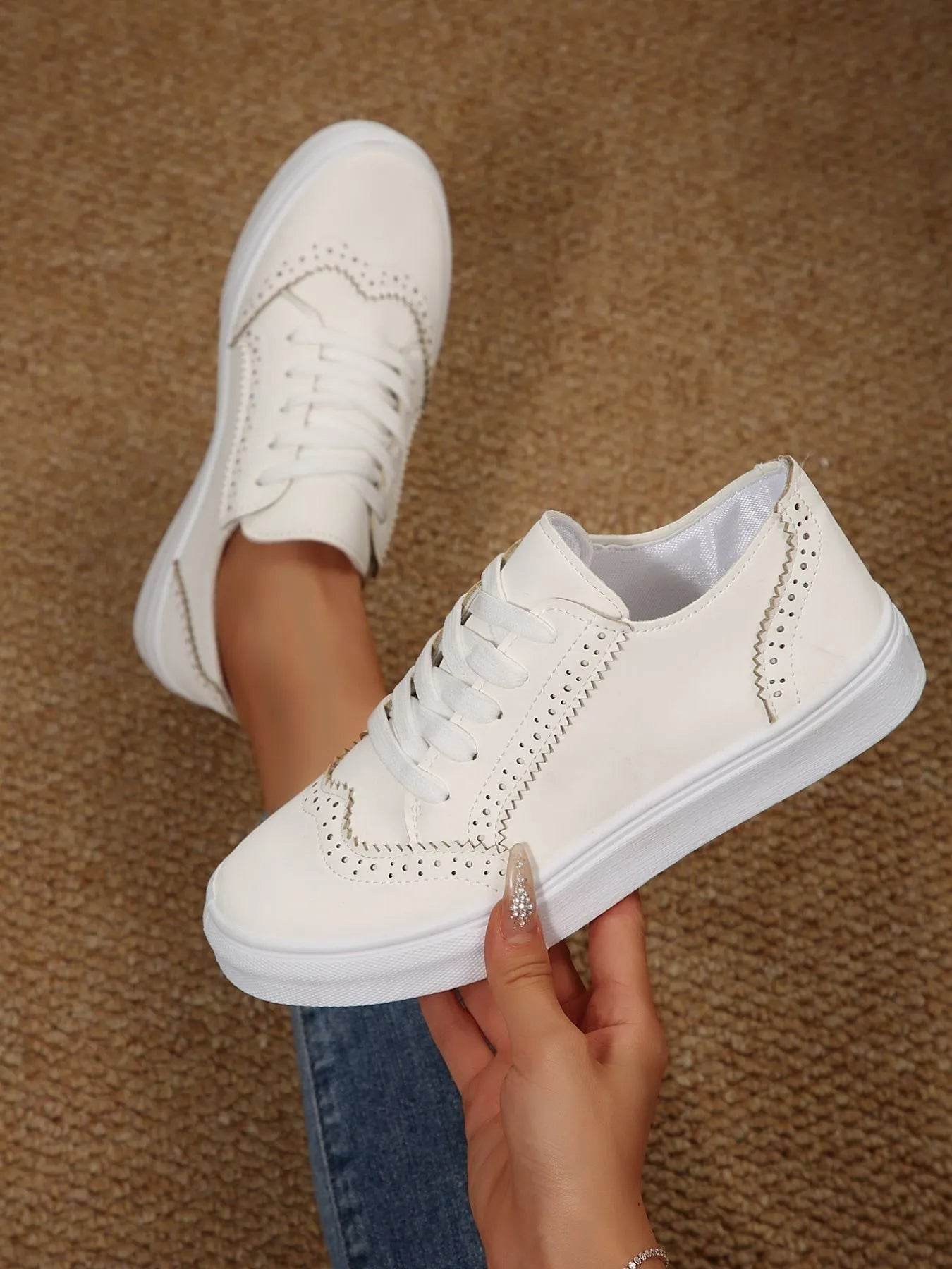 Lace Up Round Toe Platform Sneakers - Tredona LLC