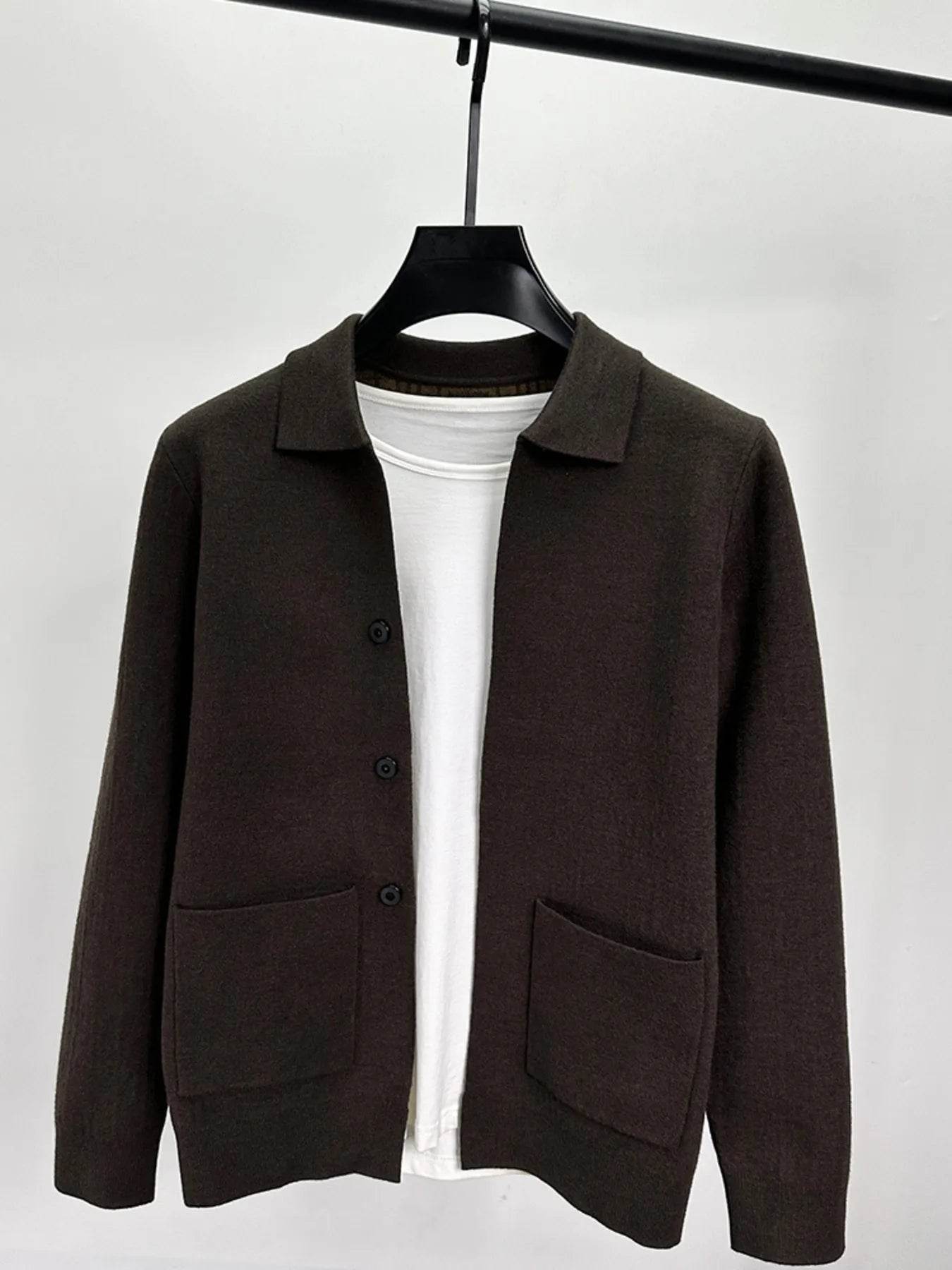 Men's Plus Size Button-Up Cardigan with Pockets - Tredona LLC