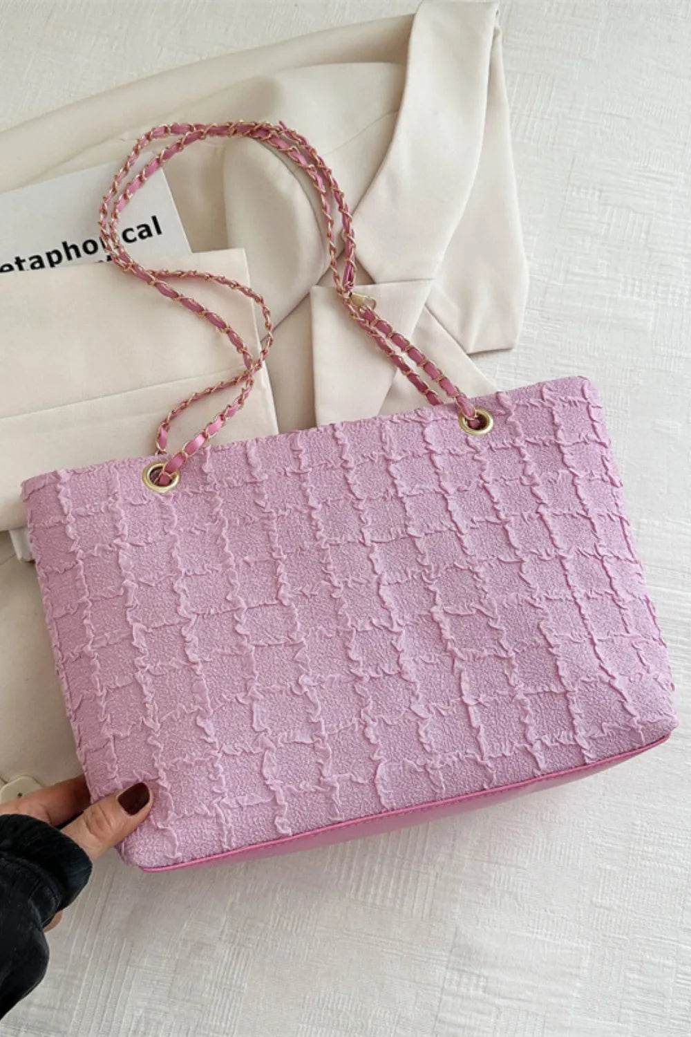 Polyester Texture Chain Tote bag - Tredona LLC