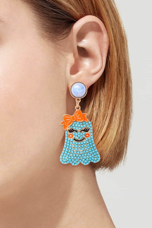 Smiling Ghost Shape Synthetic Pearl Earrings - Tredona LLC