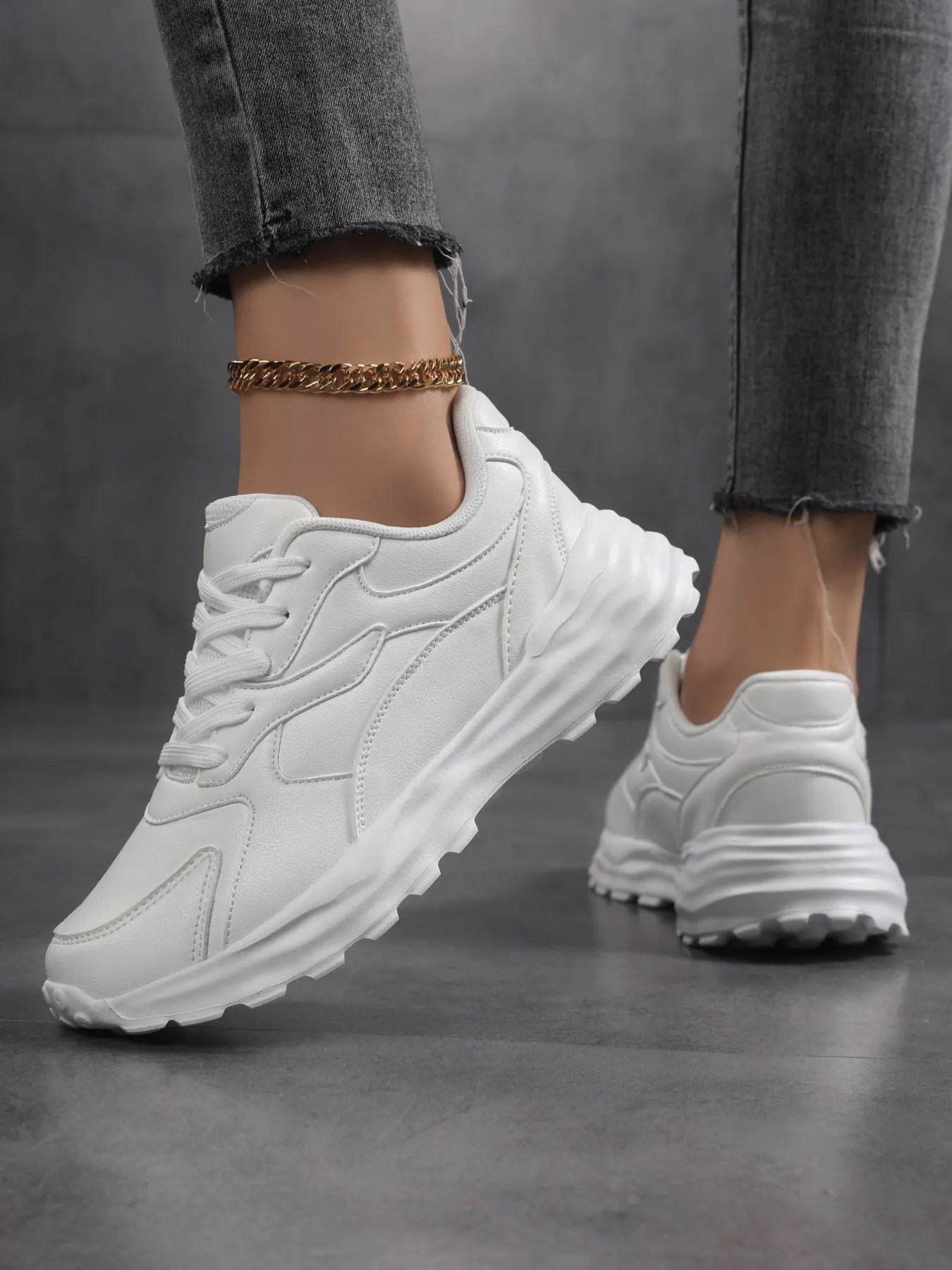 Round Toe Lace Up Sneakers - Tredona LLC