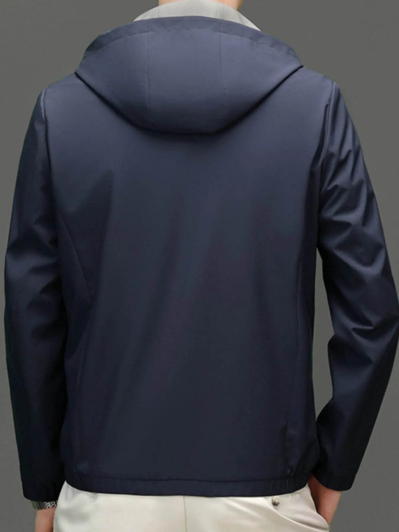 Men's Plus Size Zip Up Long Sleeve Hooded Jacket - Tredona LLC