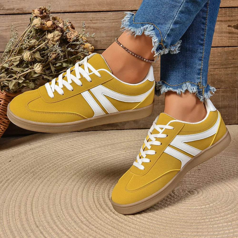 Lace Up Round Toe Flat Sneakers - Tredona LLC