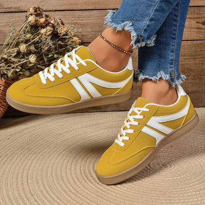 Lace Up Round Toe Flat Sneakers - Tredona LLC