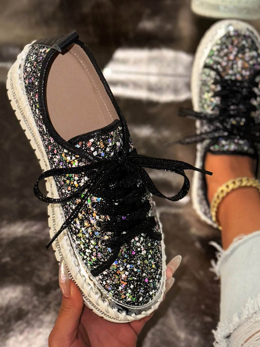 Lace Up Round Toe Platform Sneakers - Tredona LLC