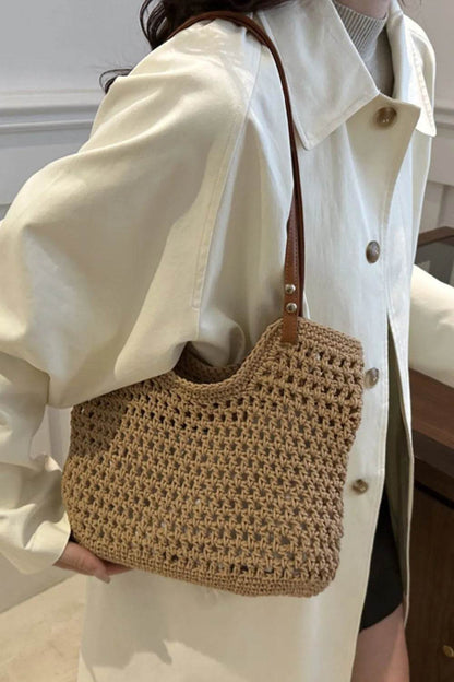 Openwork Woven Tote Bag - Tredona LLC