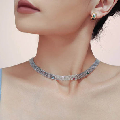 Titanium Steel Zircon Necklace - Tredona LLC