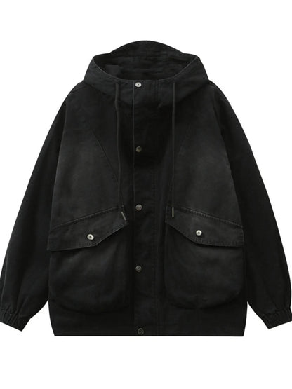 Men's Plus Size Drawstring Long Sleeve Jacket - Tredona LLC