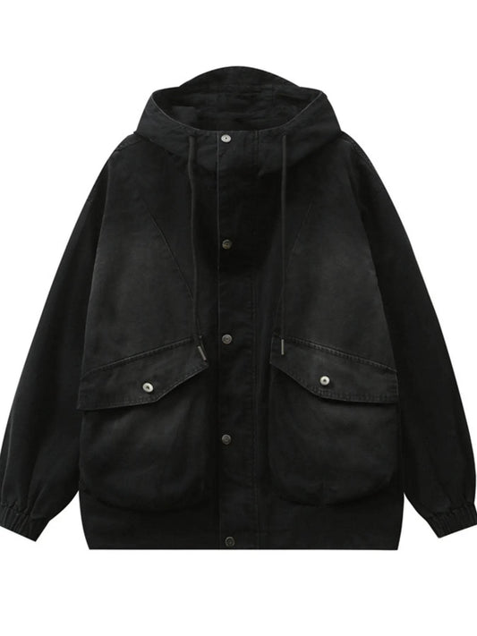 Men's Plus Size Drawstring Long Sleeve Jacket - Tredona LLC