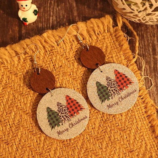 PU Leather Christmas Tree Earrings - Tredona LLC