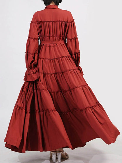 Tiered Tie Waist Maxi Dress - Tredona LLC
