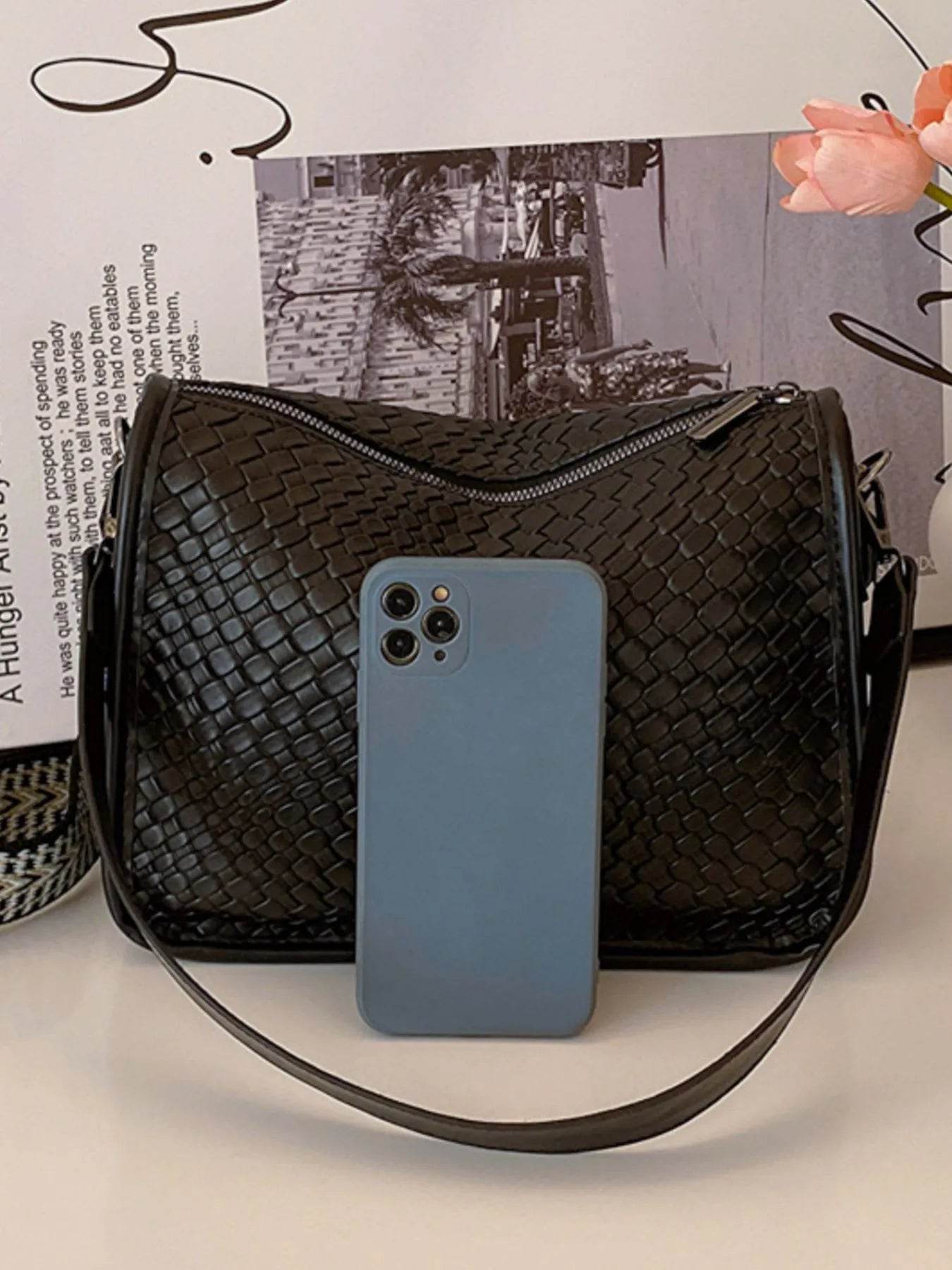 Textured Leather Shoulder Bag - Tredona LLC