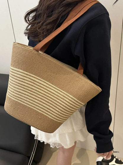 Striped Woven Tote Bag - Tredona LLC