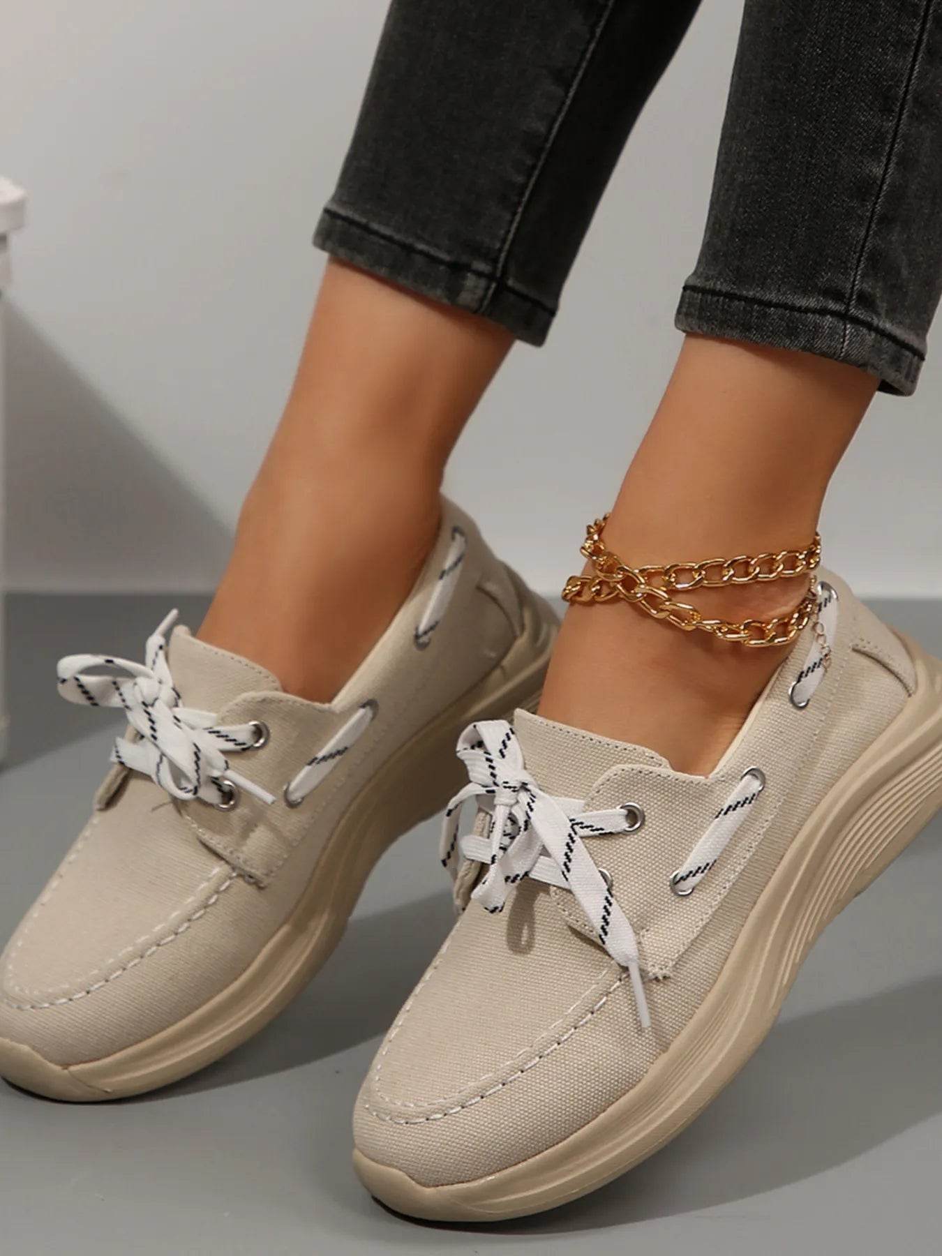 Lace Up Round Toe Sneakers - Tredona LLC