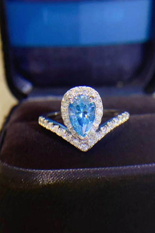 1 Carat Pear Shape Moissanite Heart Ring - Tredona LLC