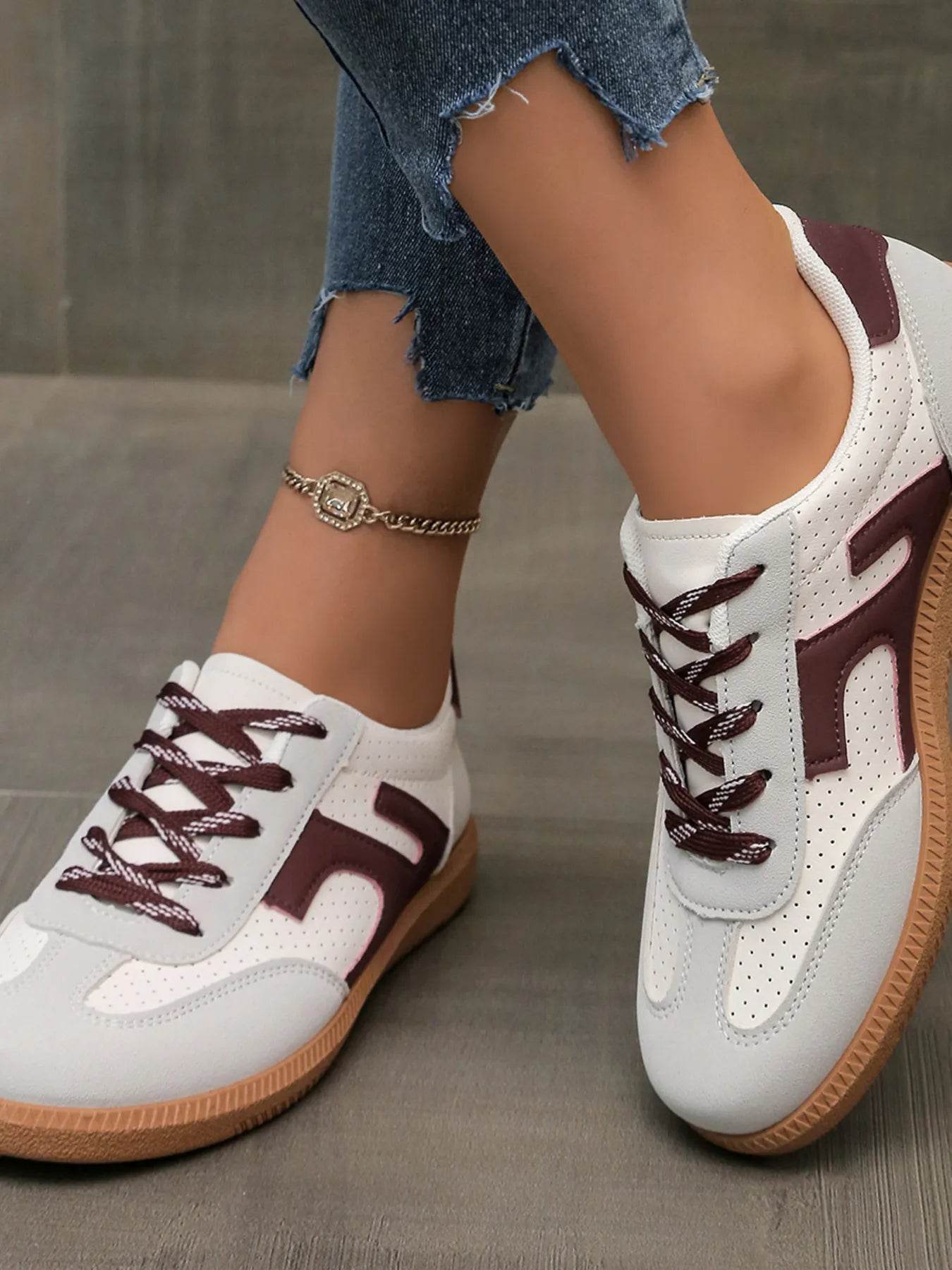 Lace Up Round Toe Sneakers - Tredona LLC
