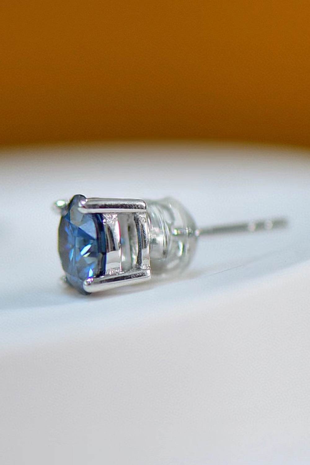 2 Carat Moissanite Four-Prong Platinum-Plated Earrings - Tredona LLC