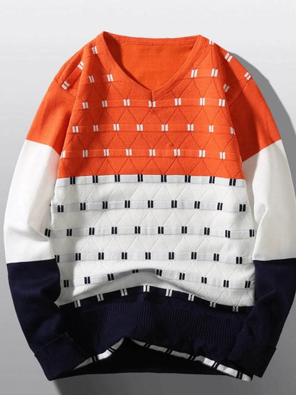 Men's V-Neck Long Sleeve Sweater - Tredona LLC