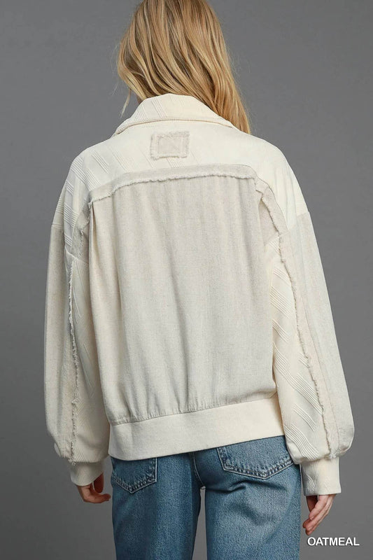 Umgee Two-Way Jacquard Zip-Up Jacket - Tredona LLC