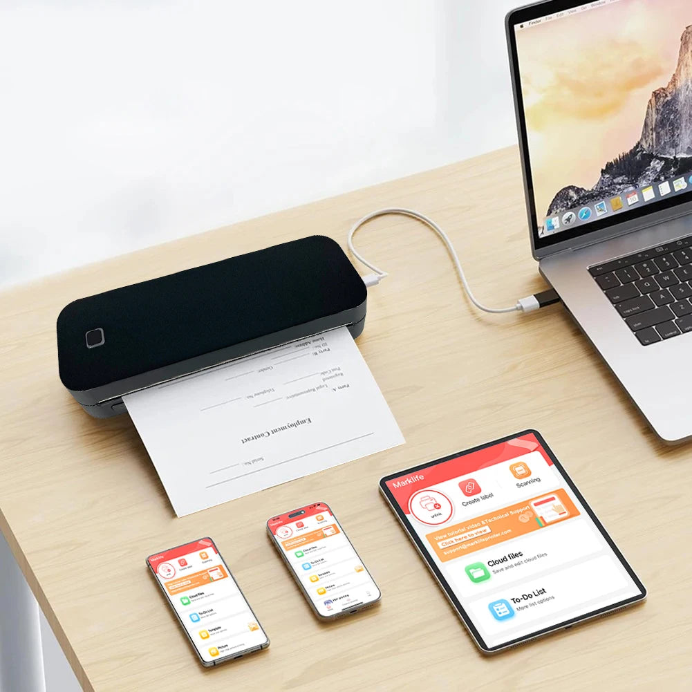 Marklife Portable A4 Thermal Printer Inkless Photo PDF Document Printer Memo Note Tattoo Print Bluetooth Tattoo Stencil Printer