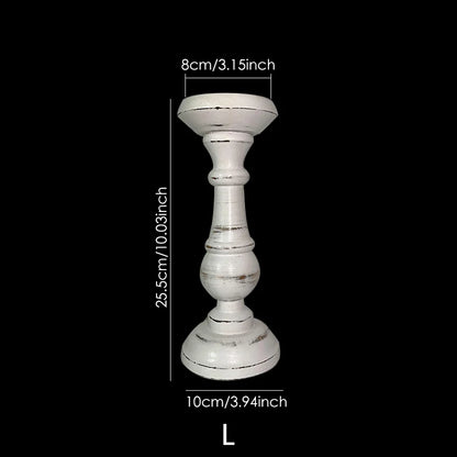 1Piece Wood Candlestick Tabletop Retro White Candle Holder Home Decoration Wooden Candles Rack Nostalgic Photography