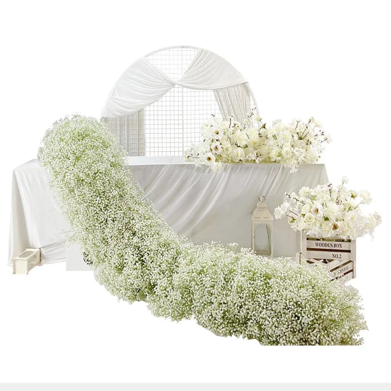 White Baby's Breath Artificial Flowers Silk Hydrangea Bunch Outdoor Wedding Decor Runners Home Decoration Props