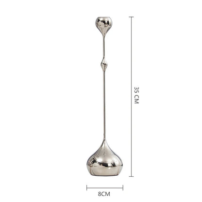 Silver Candle Holder, Metal Candlestick Romantic Art Table Decoration For Home Dining , Wedding Photography Props