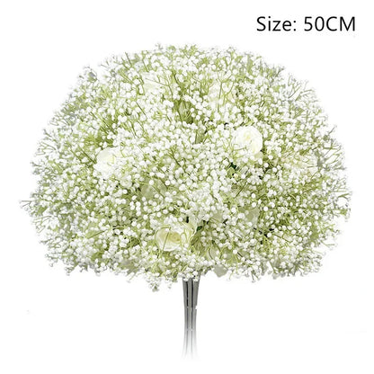 White Baby's Breath Artificial Flowers Silk Hydrangea Bunch Outdoor Wedding Decor Runners Home Decoration Props