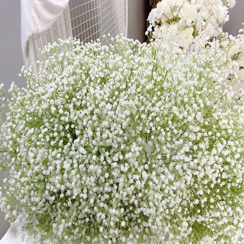 White Baby's Breath Artificial Flowers Silk Hydrangea Bunch Outdoor Wedding Decor Runners Home Decoration Props
