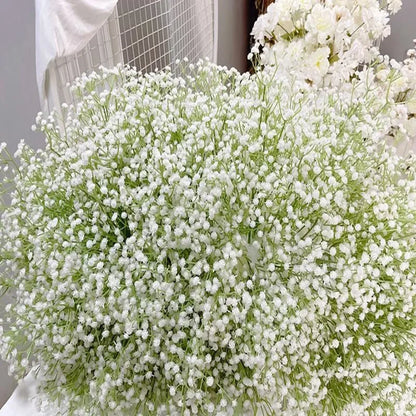 White Baby's Breath Artificial Flowers Silk Hydrangea Bunch Outdoor Wedding Decor Runners Home Decoration Props